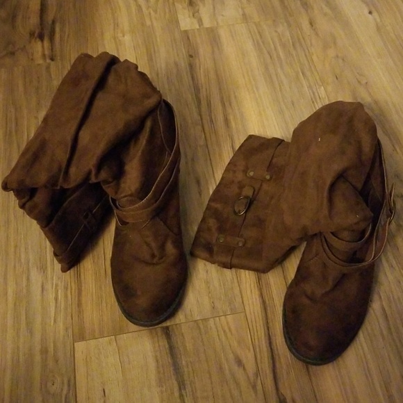 JustFab Shoes - Brown Slouch Sweade Boots